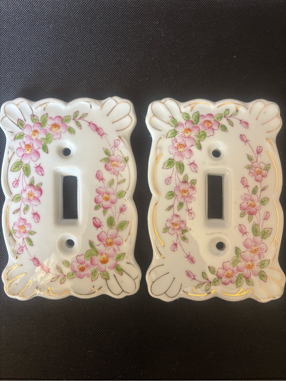 Two Fine China Kelvin’s Light Switch Cover Plates - Pink Flowers
